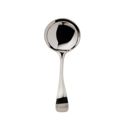 Navette silver-plated bent cream spoon by Robbe & Berking with angled stem and rounded bowl.