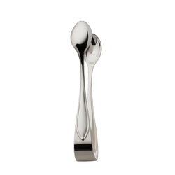 Navette silver-plated sugar tongs by Robbe & Berking with leaf-tipped handles.