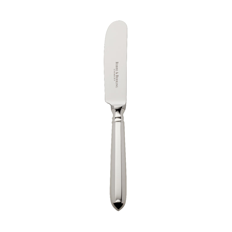 Navette silver-plated butter spreader by Robbe & Berking with broad blade.