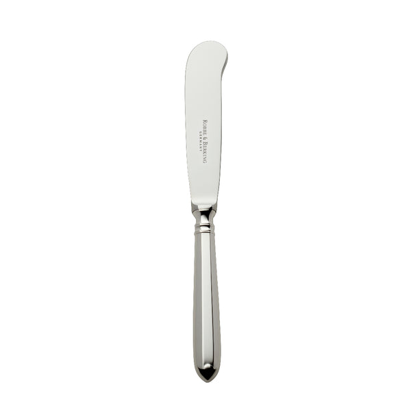 Navette silver-plated butter knife 19 cm by Robbe & Berking with curved blade.