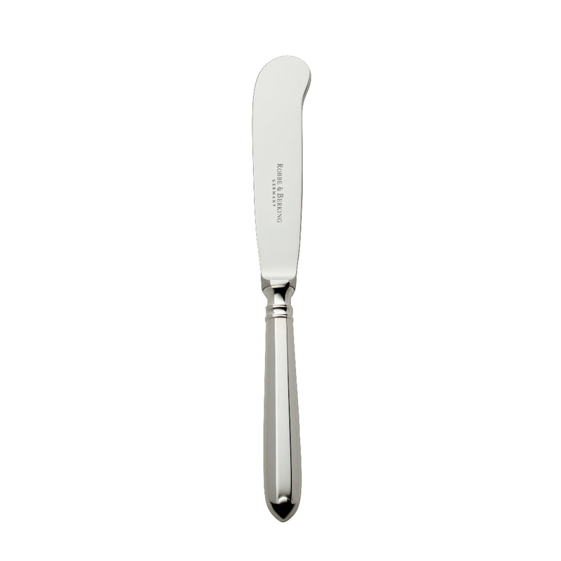 Navette silver-plated butter knife 19 cm by Robbe & Berking with curved blade.