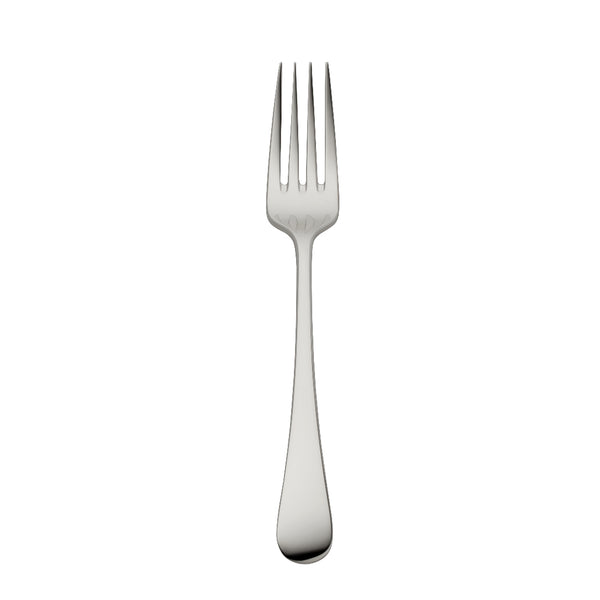 Como stainless steel menu fork with polished finish and arched stem by Robbe & Berking.