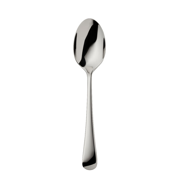 Como stainless steel dessert spoon with rounded bowl and polished handle by Robbe & Berking.