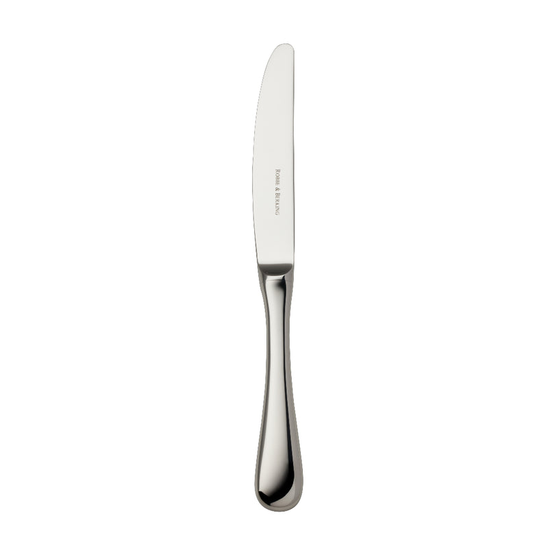 Como stainless steel dessert knife with polished blade and rounded handle by Robbe & Berking.