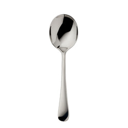 Como stainless steel cream spoon with deep round bowl and polished arched handle by Robbe & Berking.