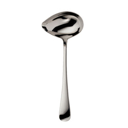Como stainless steel sauce ladle with polished bowl and slender handle by Robbe & Berking.