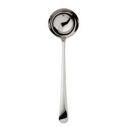 Como stainless steel soup ladle with deep polished bowl by Robbe & Berking.