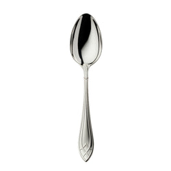 Arcade silver-plated menu spoon by Robbe & Berking with rounded bowl and elongated stem.