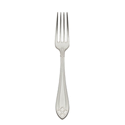 Arcade silver-plated menu fork by Robbe & Berking with four slender tines and elongated stem.