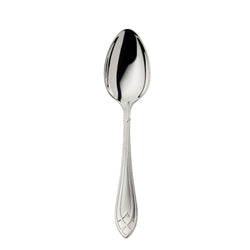Arcade silver-plated dessert spoon by Robbe & Berking with rounded bowl and geometric handle detailing.