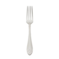 Arcade silver-plated starter and dessert fork by Robbe & Berking with slender tines and geometric handle detailing.