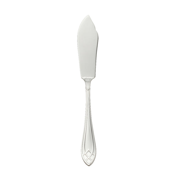 Arcade silver-plated fish knife by Robbe & Berking with broad tapered blade and fine point.