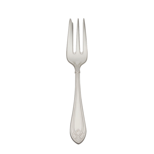 Arcade silver-plated cake fork by Robbe & Berking with three tines and detailed handle.