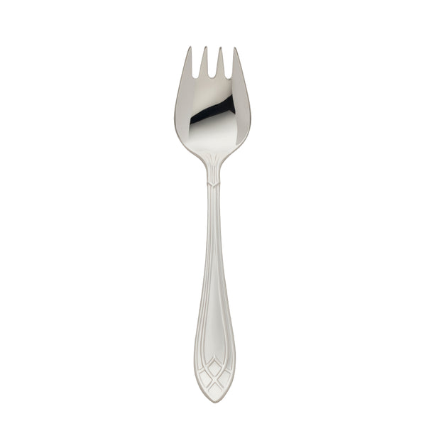 Arcade silver-plated oyster fork by Robbe & Berking with fourpointed tines and rounded bowl.