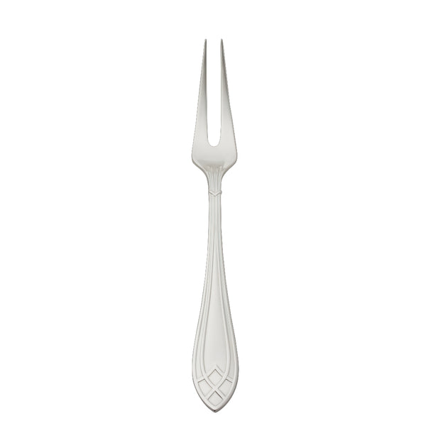 Arcade silver-plated large meat serving fork by Robbe & Berking with two long prongs and detailed handle.