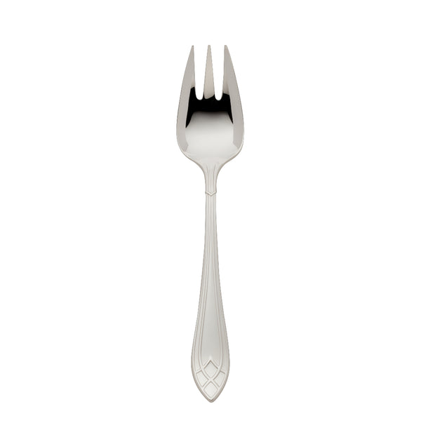 Arcade silver-plated vegetable fork by Robbe & Berking with three-pronged head and detailed handle.