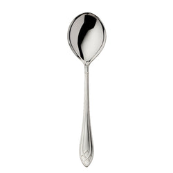 Arcade silver-plated large compote and salad serving spoon by Robbe & Berking with broad rounded bowl and detailed handle.