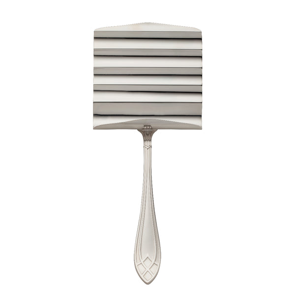 Silver-plated asparagus server with ridged flat head and elegant handle from the Arcade collection.