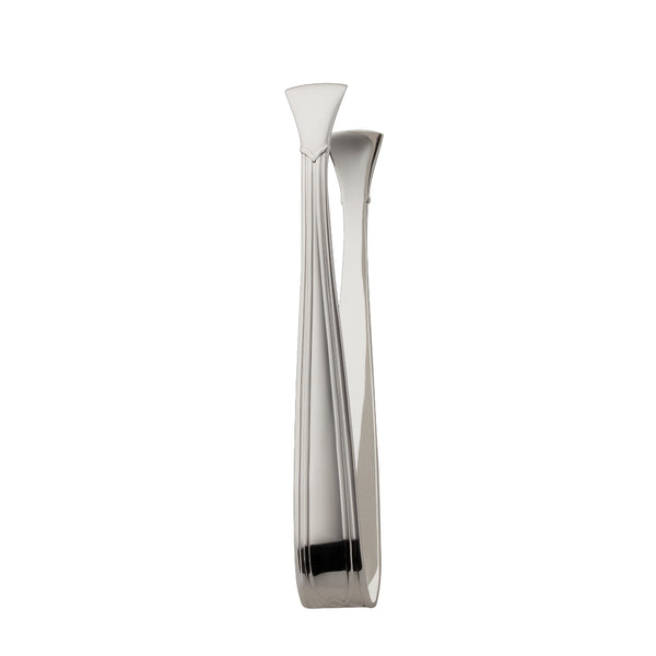 Arcade silver-plated sugar tongs by Robbe & Berking with slender form and flared tips.