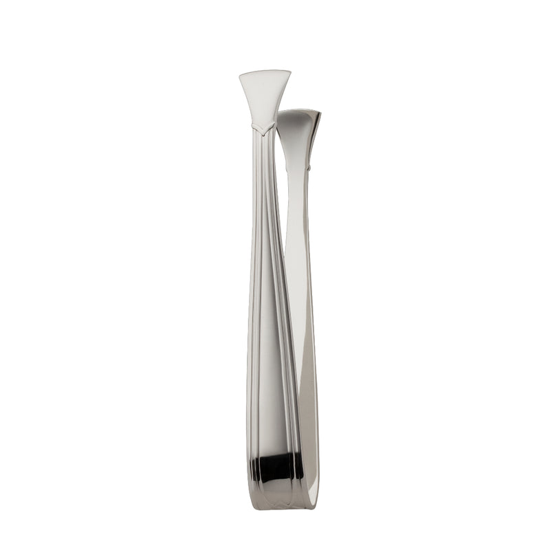 Arcade silver-plated sugar tongs by Robbe & Berking with slender form and flared tips.