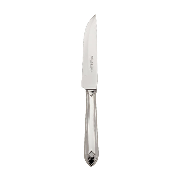 Arcade silver-plated steak knife by Robbe & Berking with tapered blade and detailed handle.