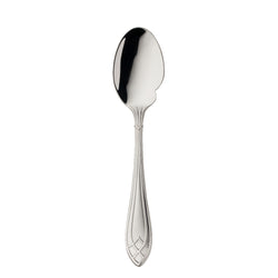 Arcade silver-plated gourmet spoon by Robbe & Berking with wide bowl and side notch.