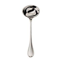 Classic-Faden silver-plated soup ladle by Robbe & Berking with long elegant handle.