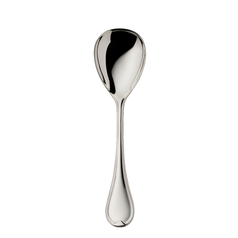 Robbe & Berking Classic-Faden salad serving spoon 18 cm with rounded bowl and triple-thread handle design.