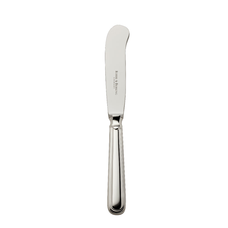 Classic-Faden 20 cm silver-plated butter knife by Robbe & Berking with polished triple-thread handle.