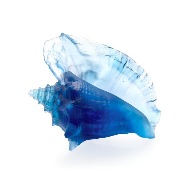 'Mer de Corail' Large Crystal Shell in Blue by Daum