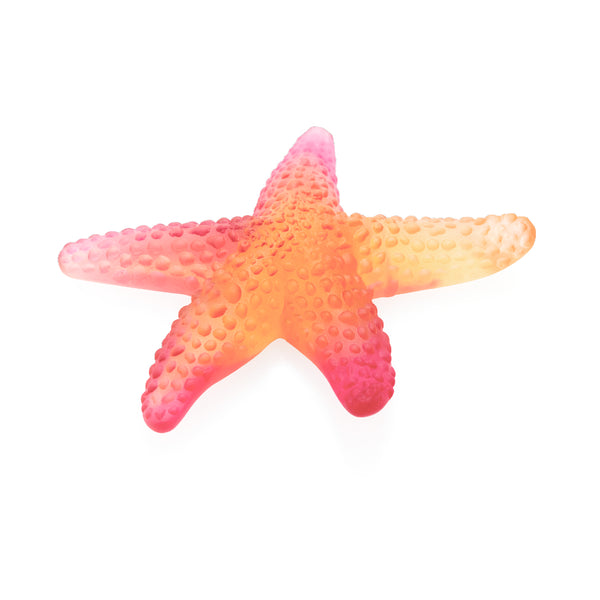 'Mer de Corail' Crystal Starfish in Amber Red by Daum
