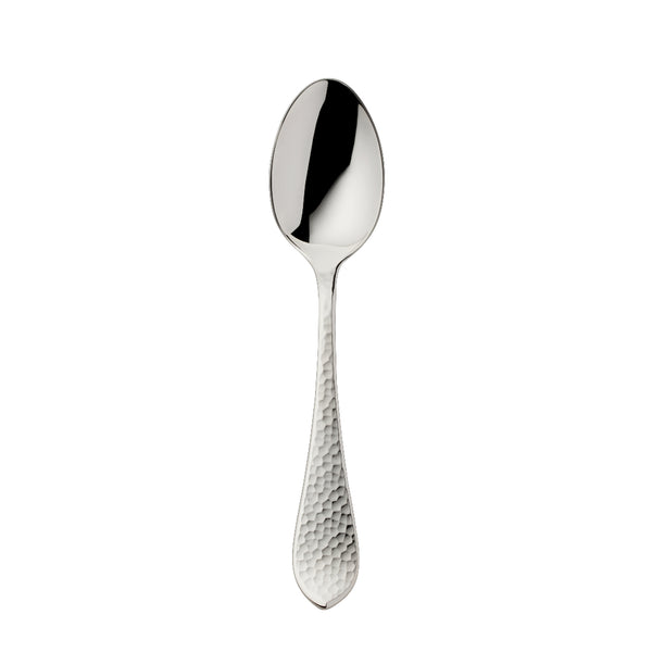Robbe & Berking Martelé dessert spoon with hammered silver-plated handle.