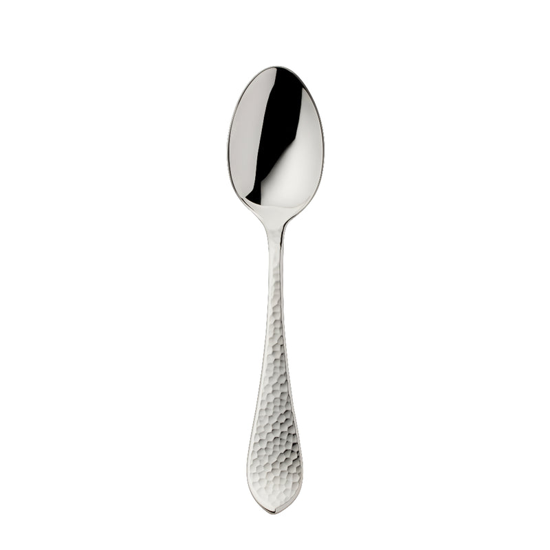 Robbe & Berking Martelé dessert spoon with hammered silver-plated handle.