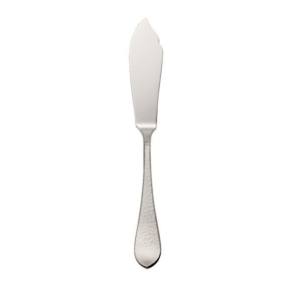 Robbe & Berking Martelé fish knife with hammered silver-plated handle.