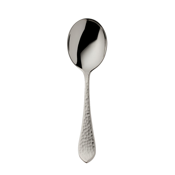 Robbe & Berking Martelé silver-plated cream spoon with hammered handle.
