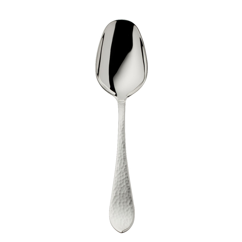 Martelé silver-plated vegetable server with deep bowl and hammered handle by Robbe & Berking.