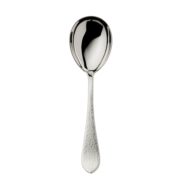 Handcrafted silver-plated compote and salad serving spoon from the Martelé collection by Robbe & Berking.