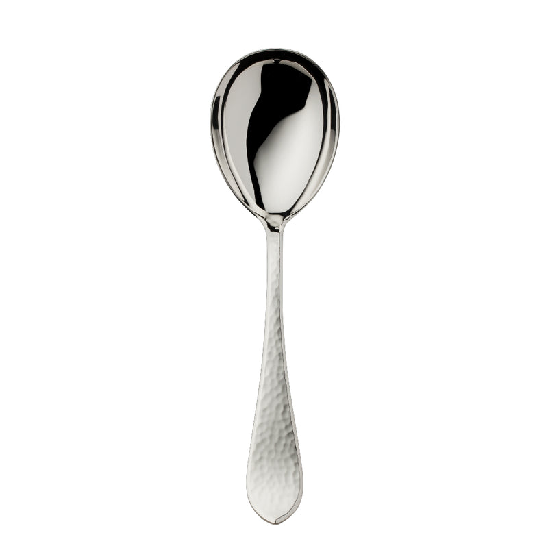 Handcrafted silver-plated compote and salad serving spoon from the Martelé collection by Robbe & Berking.
