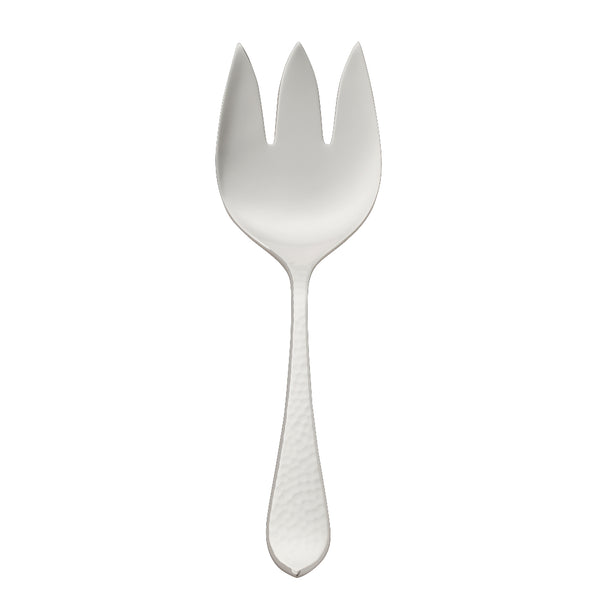 Robbe & Berking Martelé silver-plated fish serving fork, handcrafted with textured handle.