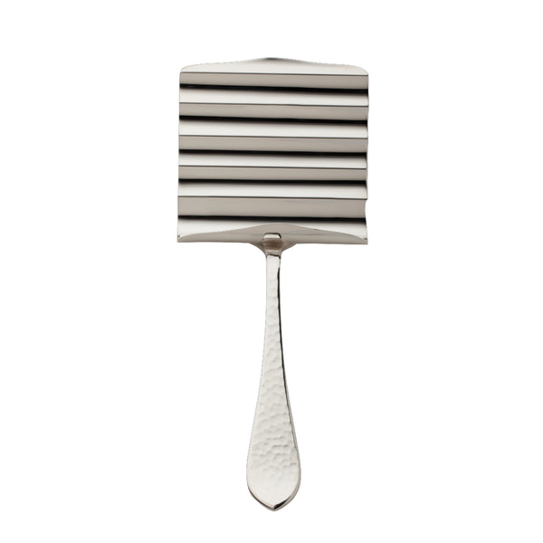 Martelé silver-plated asparagus server by Robbe & Berking with hammered handle.