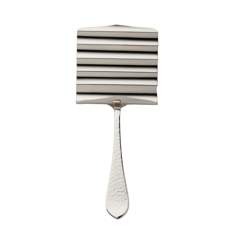 Martelé silver-plated asparagus server by Robbe & Berking with hammered handle.