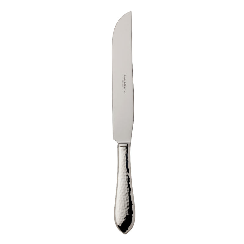 Martelé carving knife in silver plate by Robbe & Berking, handcrafted with a textured handle.