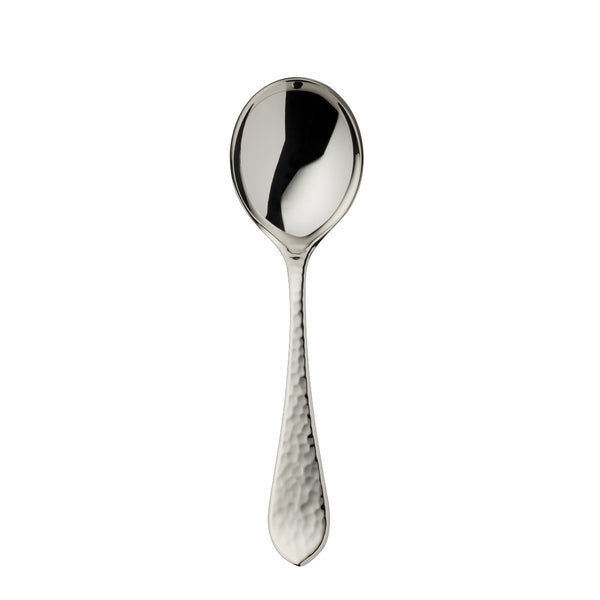 Robbe & Berking Martelé silver-plated sugar spoon with hammered handle.