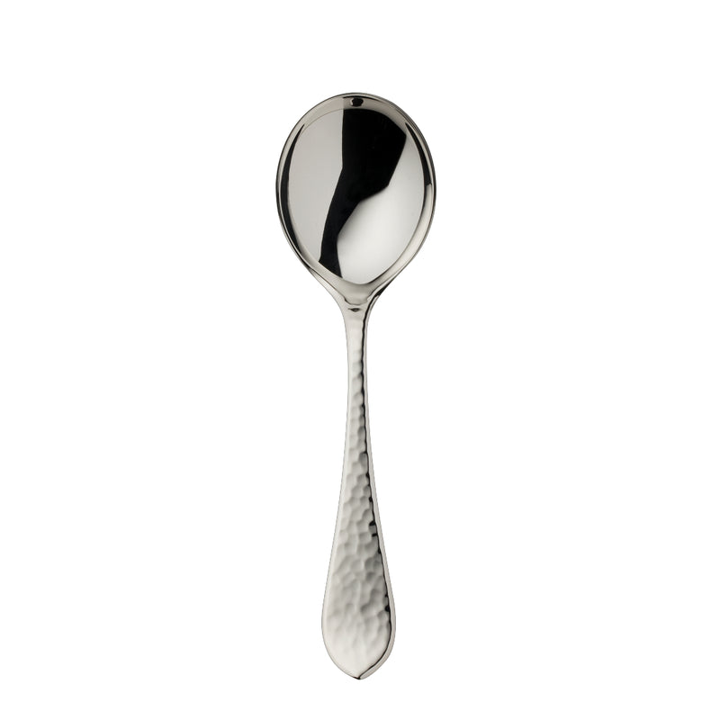 Robbe & Berking Martelé silver-plated sugar spoon with hammered handle.