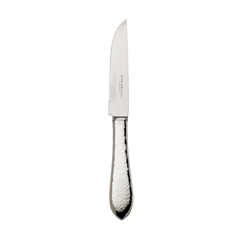 Robbe & Berking Martelé steak knife with hammered silver-plated handle.