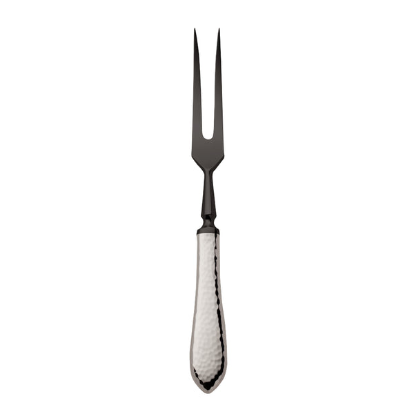 Robbe & Berking Martelé Frozen Black carving fork with matte finish and hammered silver handle.