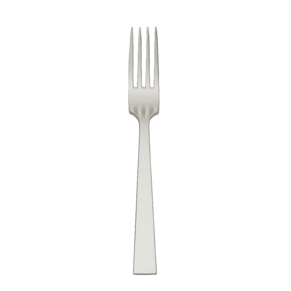 Riva dessert fork with slim tines and squared handle.