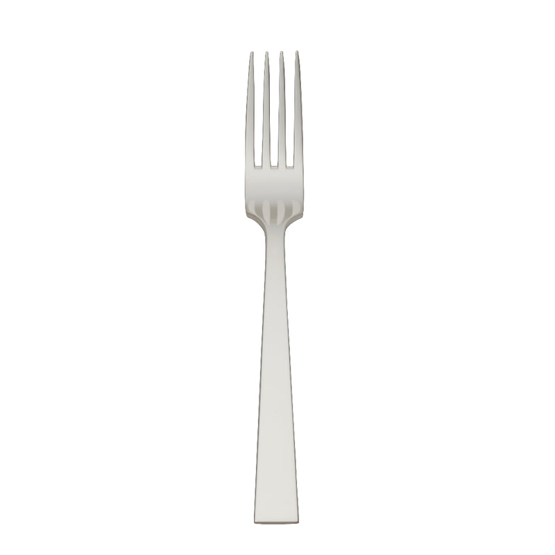 Riva dessert fork with slim tines and squared handle.