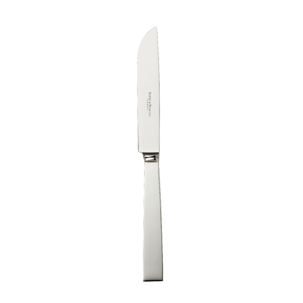 Riva silver-plated dessert knife with squared handle.