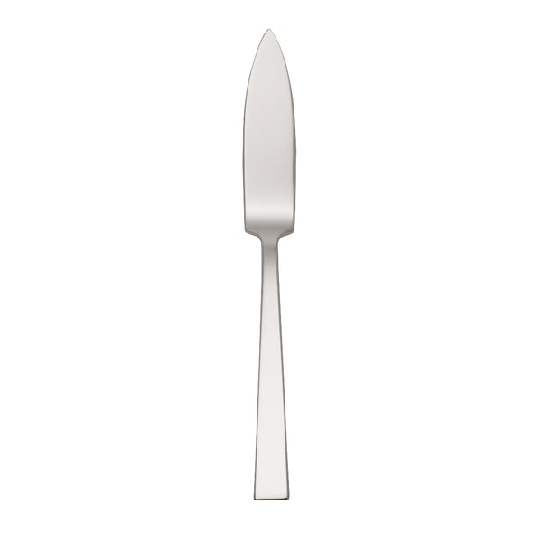 Riva fish knife with tapered blade and silver-plated squared handle